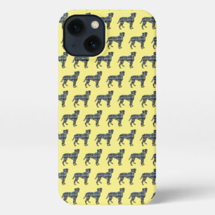 Boxer hond Leuk Silhouet Raster Blauw iPhone 13 Hoesje