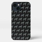 Boxer hond Leuk Silhouet Raster Zwart iPhone Hoesje (Achterkant)