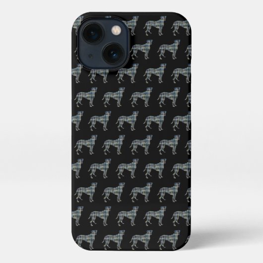 Boxer hond Leuk Silhouet Raster Zwart iPhone Hoesje (Achterkant)