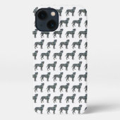 Boxer hond Leuke Silhouet Grid Wit iPhone Hoesje (Achterkant)