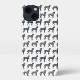 Boxer hond Leuke Silhouet Grid Wit iPhone 13 Hoesje