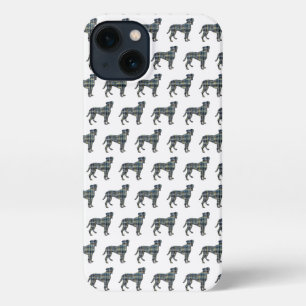 Boxer hond Leuke Silhouet Grid Wit iPhone 13 Hoesje