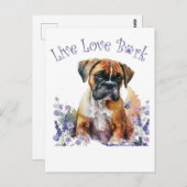 Boxer Hond Mam Bloemen Briefkaart (Voorkant / Achterkant)