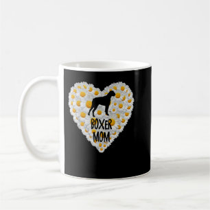 Boxer Hond Mama op Liefde Hart Witte Daisy Bloemen Koffiemok