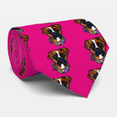 Boxer Hond Mardi Gras Stropdas (Opgerold)