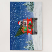 Boxer-hond met kerstcadeaus legpuzzel (Verticaal)