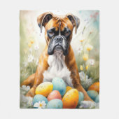 Boxer Hond met Pasen Eieren Vakantie Fleece Deken (Voorkant)