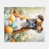 Boxer Hond met Pasen Eieren Vakantie Fleece Deken (Voorkant (Horizontaal))