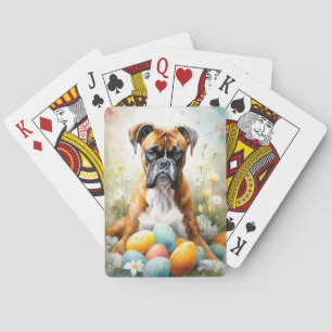 Boxer Hond met Pasen Eieren Vakantie Pokerkaarten