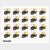 Boxer hond met pet en glazen vierkante sticker (Vel)