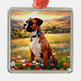 Boxer hond metalen ornament