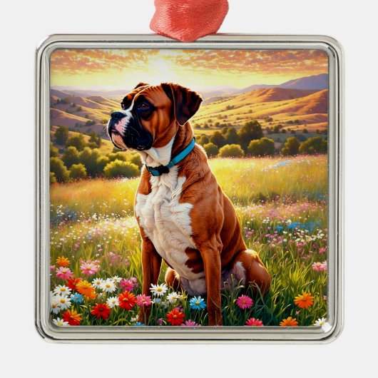 Boxer hond metalen ornament (Voorkant)
