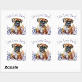 Boxer Hond Moeder Bloem Vierkante Sticker (Vel)