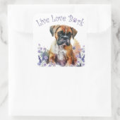 Boxer Hond Moeder Bloem Vierkante Sticker (Tas)