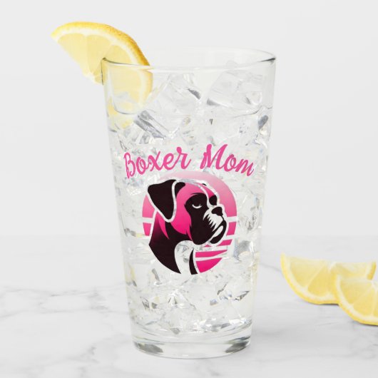 Boxer Hond Moeder in Roze Glas (Voorkant ijs)