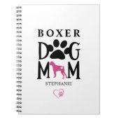 Boxer Hond Moeder Pawprint Hart Aangepaste Naam Notitieboek (Voorkant)