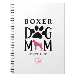 Boxer Hond Moeder Pawprint Hart Aangepaste Naam Notitieboek