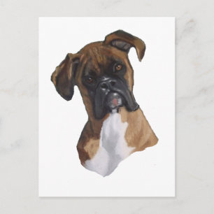 Boxer: Hond: Oliepastel: Illustratie van Freehand- Briefkaart