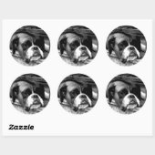 Boxer hond op vensterbank stcna ronde sticker (Vel)