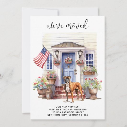 Boxer hond Patriottische Gepersonaliseerde Pet Bew Aankondiging (Voorkant)