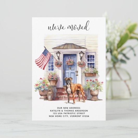 Boxer hond Patriottische Gepersonaliseerde Pet Bew Aankondiging (Staand voorkant)