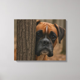 Boxer Hond Piep Kijk Canvas Afdruk