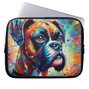 Boxer Hond Pop Art Whimsical Moderne Retro-Geïnspi Laptop Sleeve