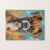 Boxer Hond Portret Digitale Olieverf Legpuzzel (Horizontaal)