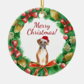 Boxer Hond Prettig kerstfeest Keramisch Ornament (Voorkant)