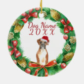 Boxer Hond Prettig kerstfeest Keramisch Ornament (Achterkant)