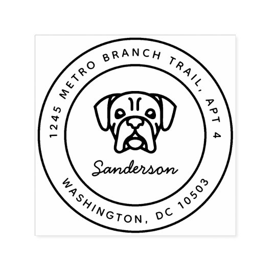 Boxer hond retour adres stempel zelf-inkt (Design)