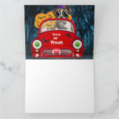 Boxer Hond Rijdt Auto Griezige Halloween Kaart (Binnen)