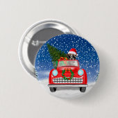 Boxer Hond Rijdt Auto In Sneeuw Kerst Ronde Button 5,7 Cm (Voorkant /achterkant)
