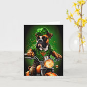 Boxer Hond Rijdt op Fiets St. Patrick's Dag Kaart (Gele Bloem)