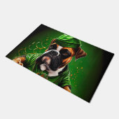 Boxer Hond Rijdt op Fiets St. Patrick's Day Deurmat (Schuin)