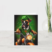 Boxer Hond Rijdt op Fiets St. Patrick's Day Kaart (Voorkant)