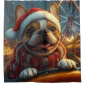 Boxer Hond Roller Coaster Kerstmis Douchegordijn (Voorkant)