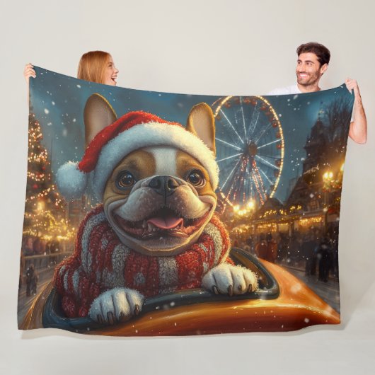 Boxer Hond Roller Coaster Kerstmis Fleece Deken (In situ)