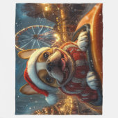 Boxer Hond Roller Coaster Kerstmis Fleece Deken (Voorkant)