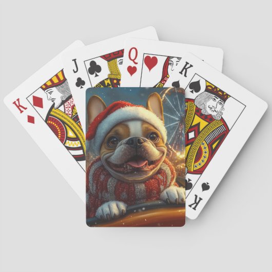 Boxer Hond Roller Coaster Kerstmis Pokerkaarten (Achterkant)