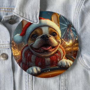 Boxer Hond Roller Coaster Kerstmis Ronde Button 6,0 Cm