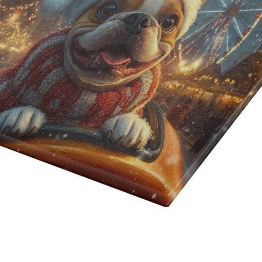 Boxer Hond Roller Coaster Kerstmis Snijplank (Hoek)