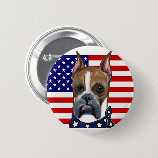Boxer Hond Ronde Button 5,7 Cm (Voorkant /achterkant)