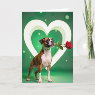 Boxer Hond Roos Liefde Kaart