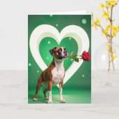 Boxer Hond Roos Liefde Kaart (Gele Bloem)
