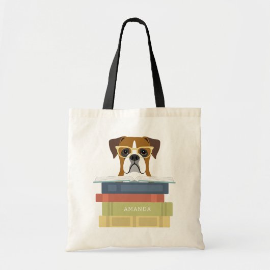 Boxer Hond Roze Cirkel Boodschappentas Tote Bag (Voorkant)
