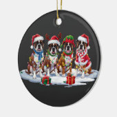 Boxer hond Santa hoedgewei elf kerstverlichting Keramisch Ornament (Links)