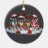 Boxer hond Santa hoedgewei elf kerstverlichting Keramisch Ornament (Achterkant)