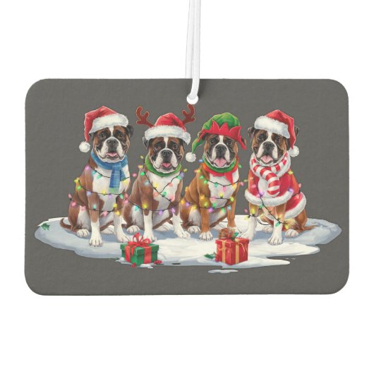 Boxer hond Santa hoedgewei elf kerstverlichting Luchtverfrisser (Achterkant)
