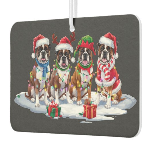 Boxer hond Santa hoedgewei elf kerstverlichting Luchtverfrisser (Links)